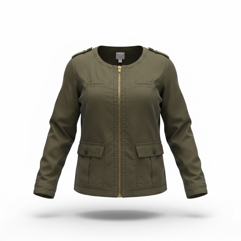 DB Full Zipper Jacket w/Pockets Women’s Size XL (Chest 46 Inches) Army Green